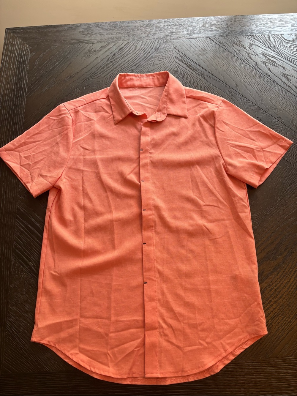 SHEIN Coral Orange Short-Sleeve Button-Down Shirt